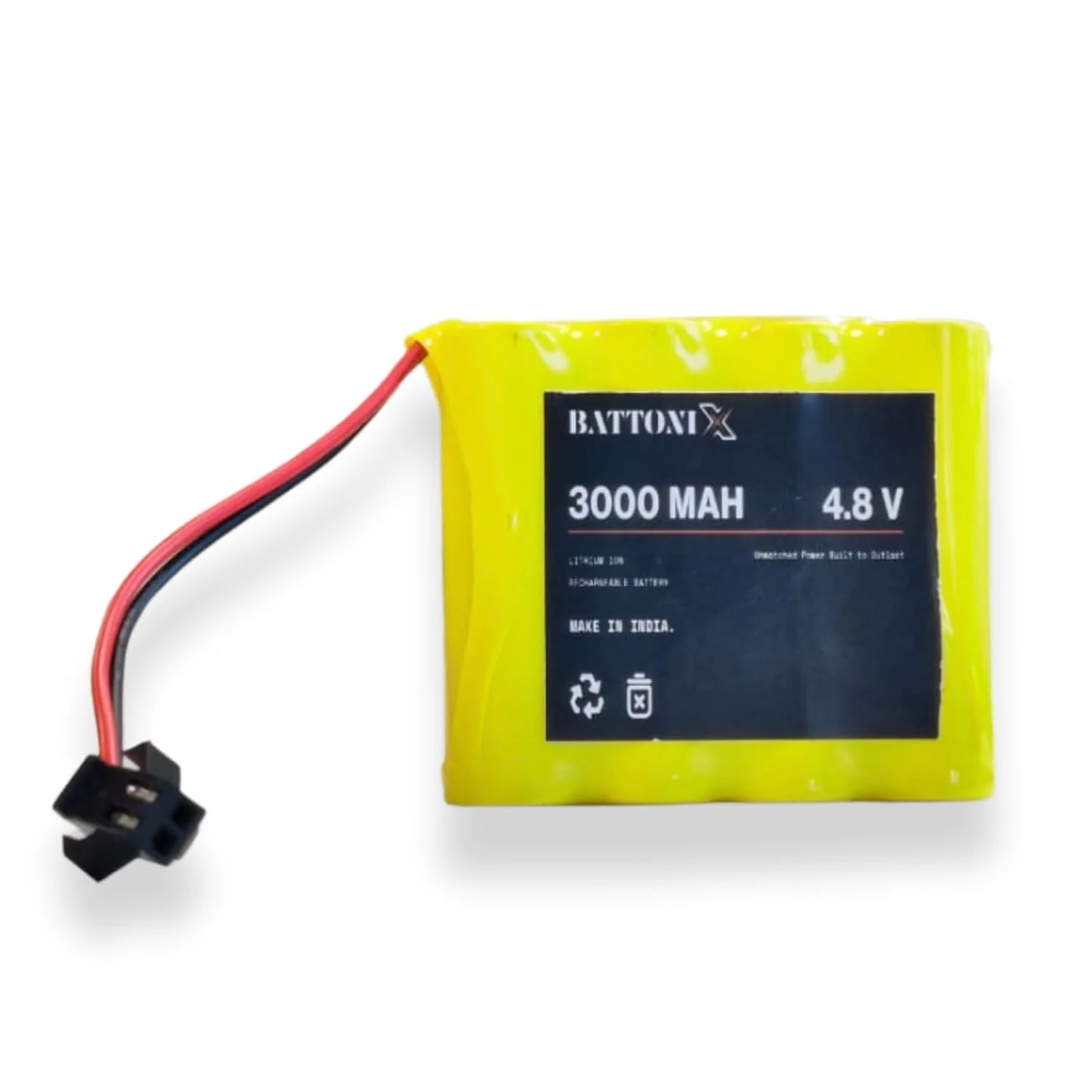 3000mAh 4.8V Rechargeable AA Battery Pack with BMS, 3-Cell Ni-Cd Pack, Long Life Cycle, 2-Pin Female Connector Jack for DIY Projects 1