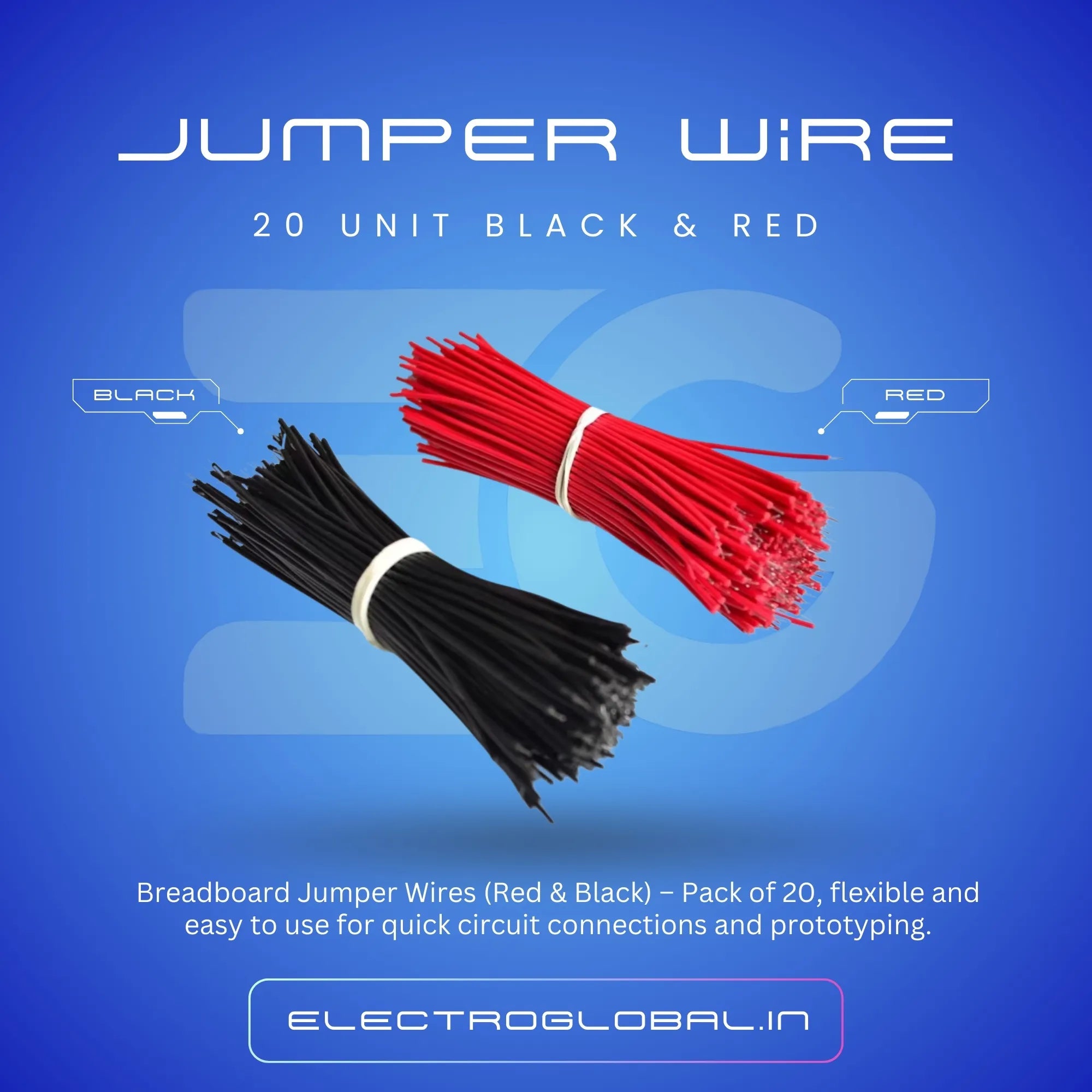 Breadboard Jumper Cable Wires (Red and Black) - 20 Units