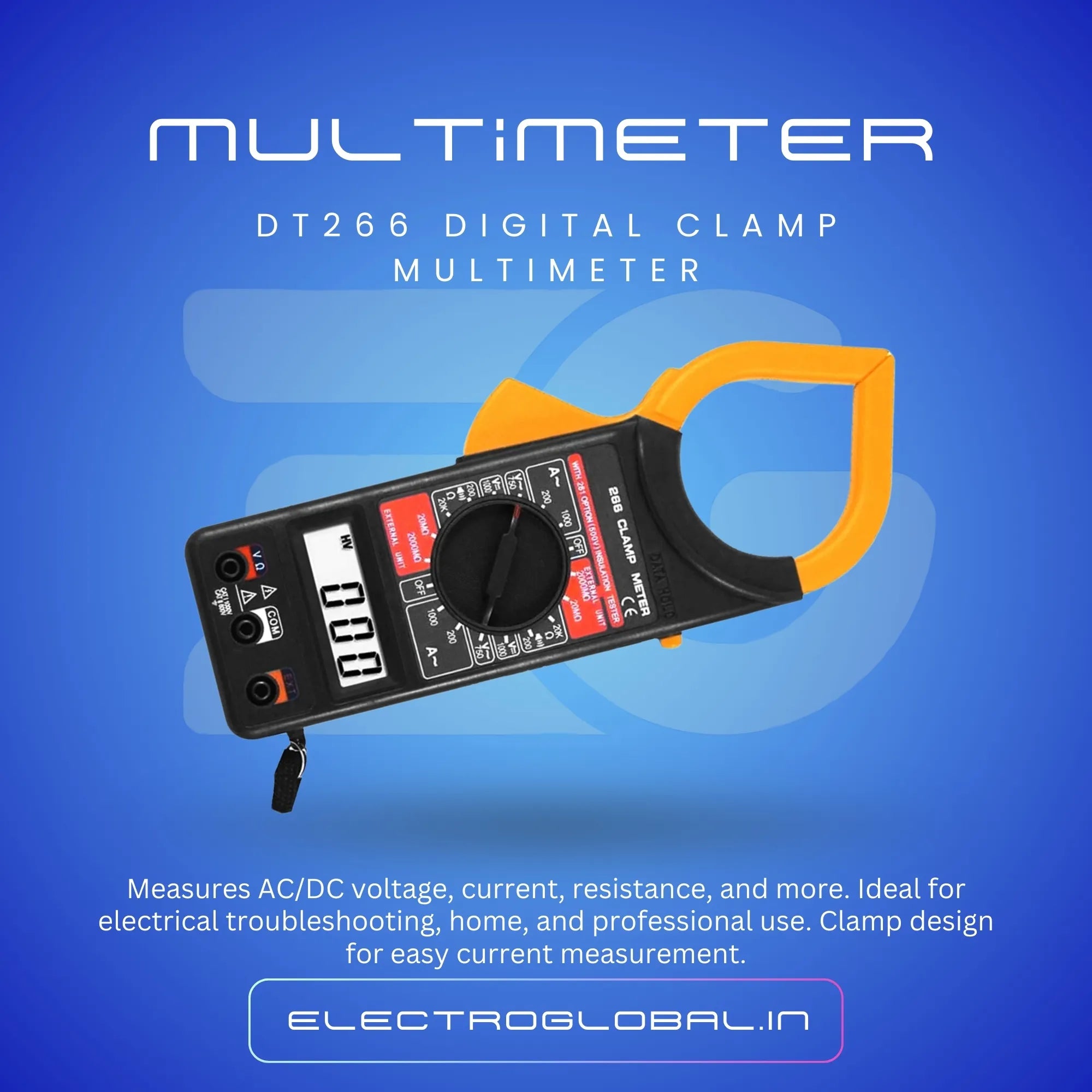 DT266 Digital Clamp Multimeter for Measuring Ac and Dc Voltage