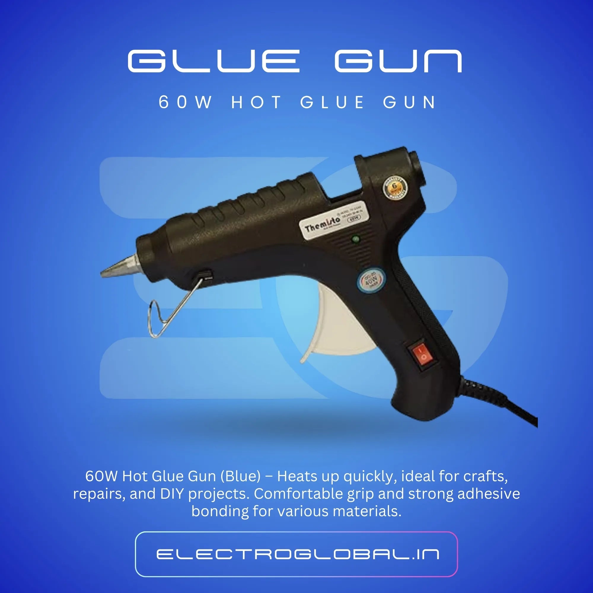 60W Glue Gun with 5 Hot Glue Gun Sticks and Best Soldering Equipment, Pack of 1