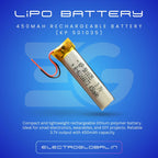 3.7V 450 mAh Li-Po rechargeable battery (KP 501035).