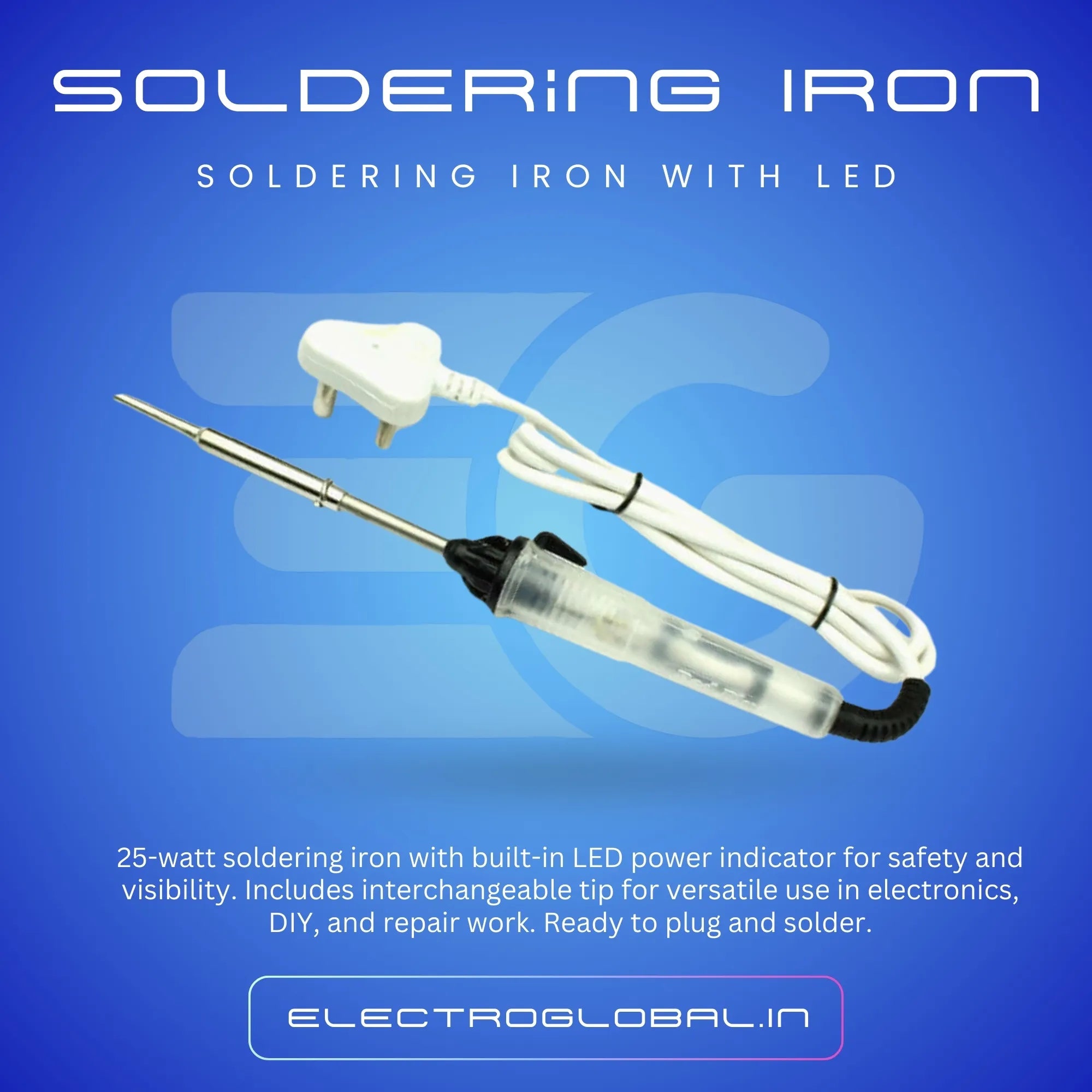 25 Watt Soldering Iron with LED Power Indicator and Interchangeable Tip Main image