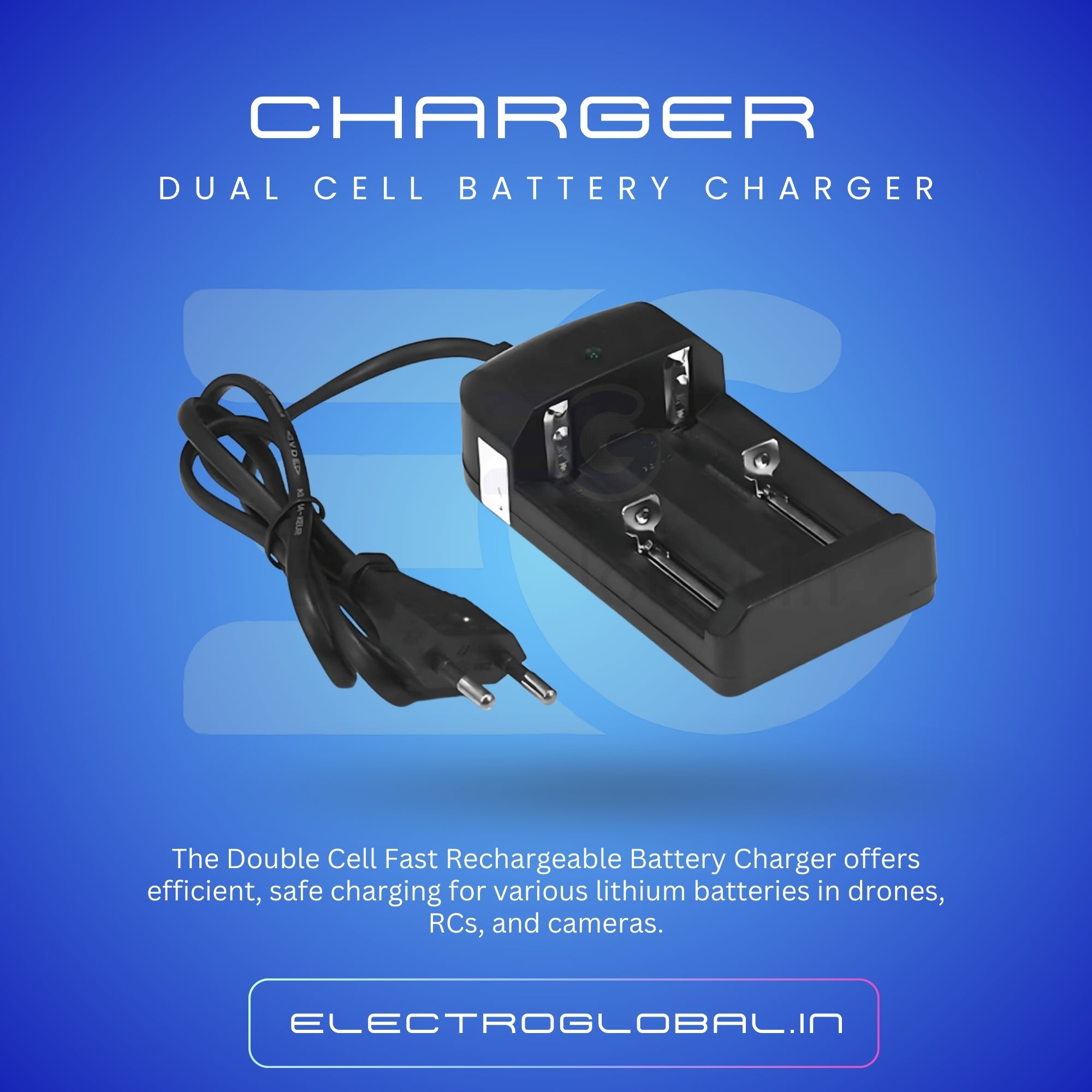 Double Cell 4.2V Fast Battery Charger – Universal Charger, Rechargeable Battery Charger, Lithium Battery Charger 4.2V/3.7V Secondary image