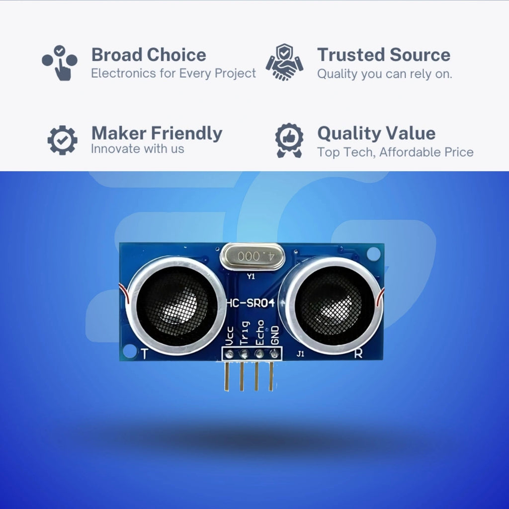 HC-SR04 Ultrasonic Sensor Module – Ideal for Sensors Project and Range Sensor Applications, Pack of 1