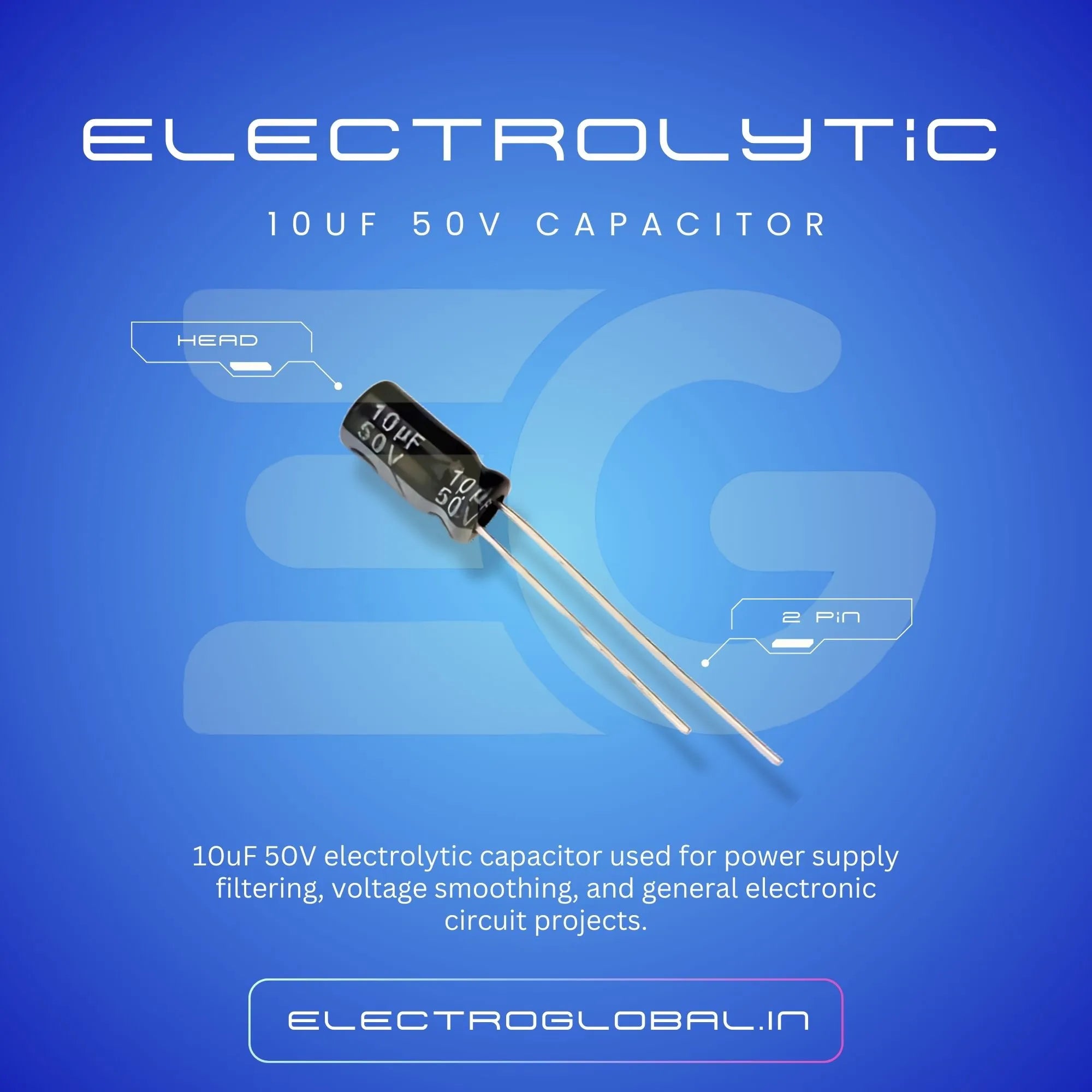 Original 10uF 50V Electrolytic Capacitor (Pack of 5) for Precision Circuits Main image