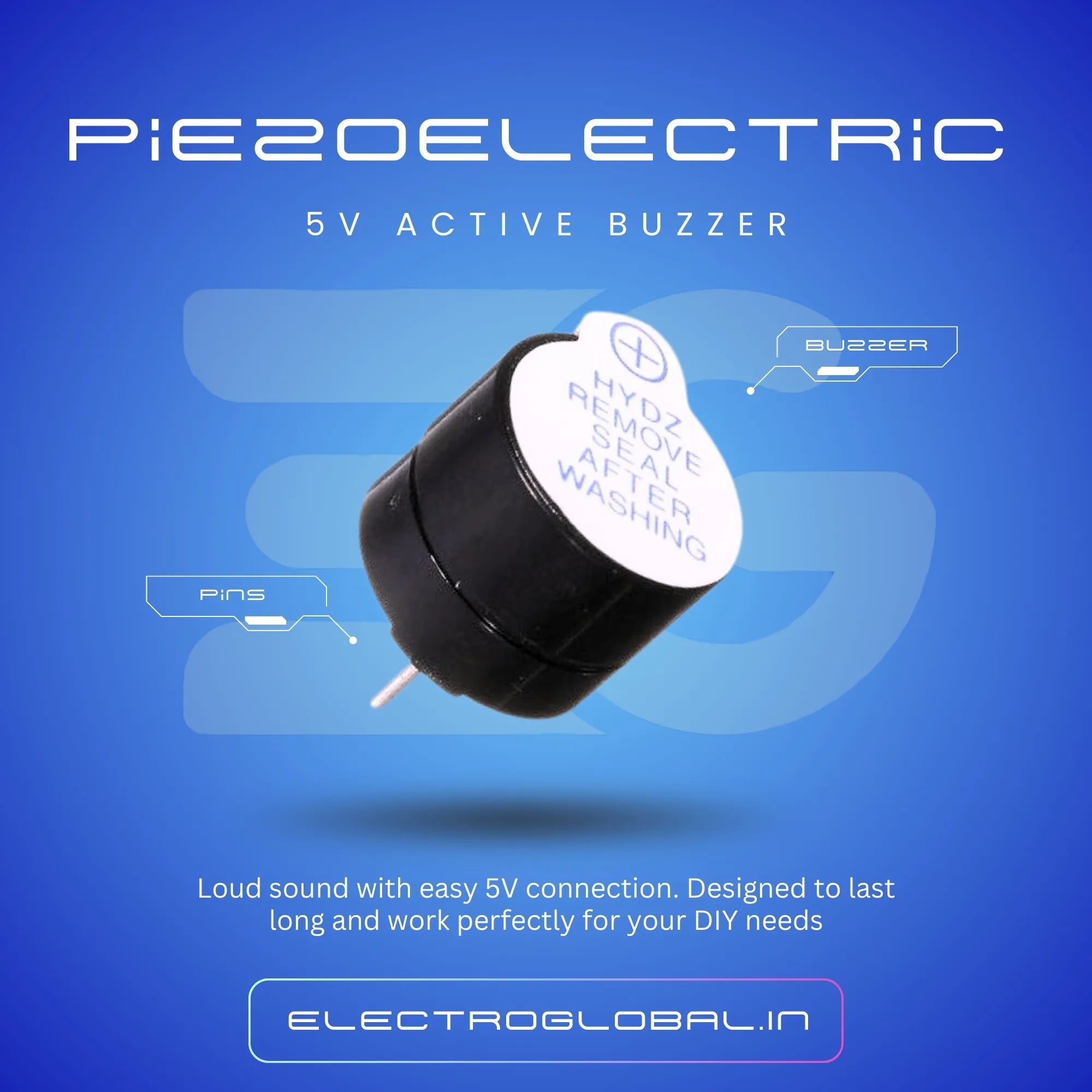 Small Piezoelectric Buzzer - 5V Active Buzzer, Mini Buzzer, Buzzer 5V, Pack of 1 for Testing & Repair Use