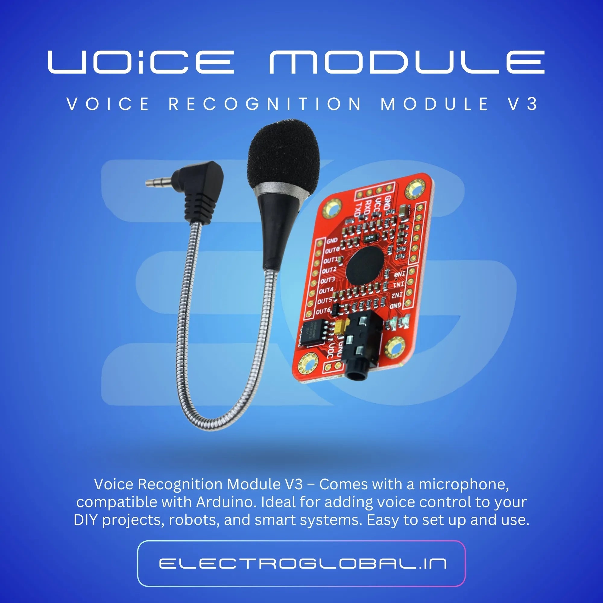 Voice/Speech Recognition Module V3 with Microphone compatible with Arduino Main image