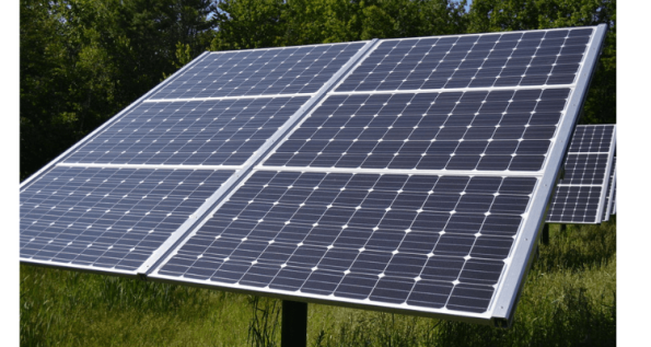 Rooftop solar panels generating renewable electricity from sunlight